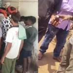 Crowd of liquor lovers gathered outside the shop 1776844209